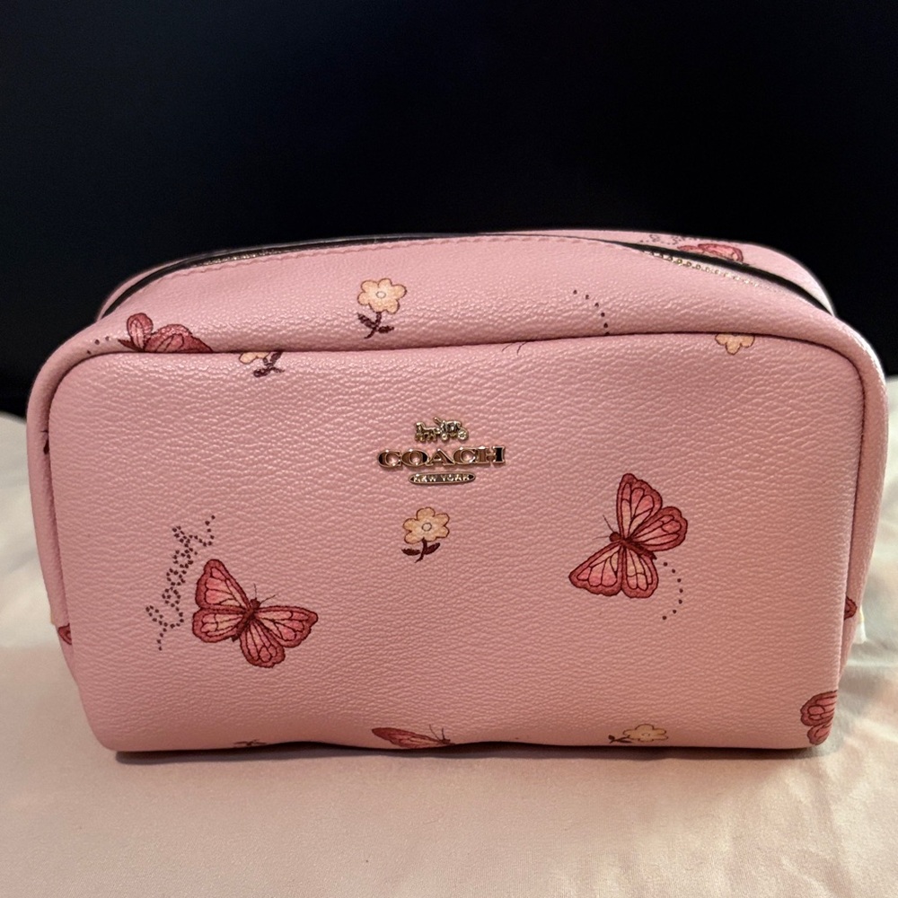 Coach Small Boxy Cosmetic Case With Butterfly Print